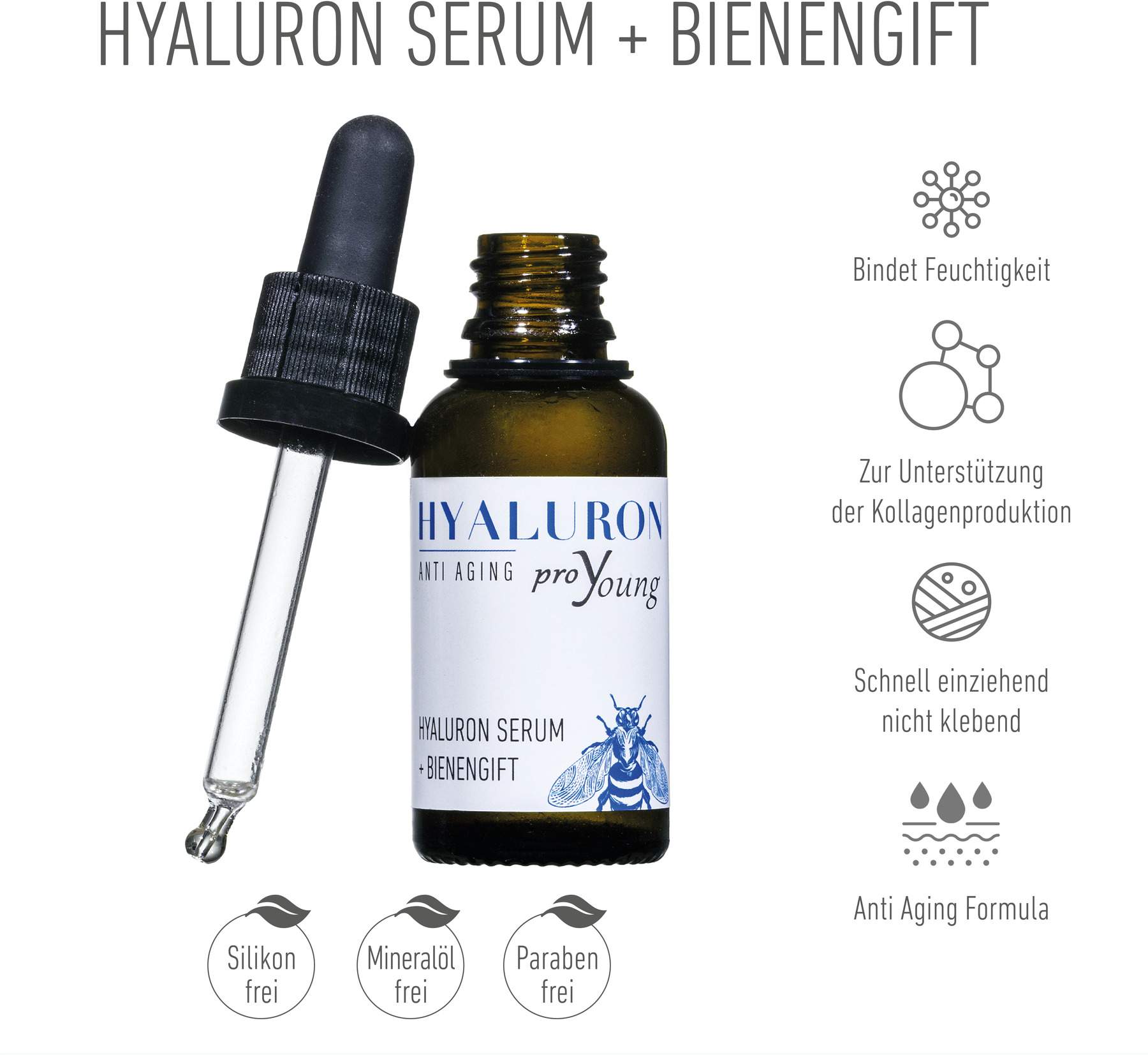 Hyaluron Anti-Aging Serum proYoung mit Bienengift 30 ml