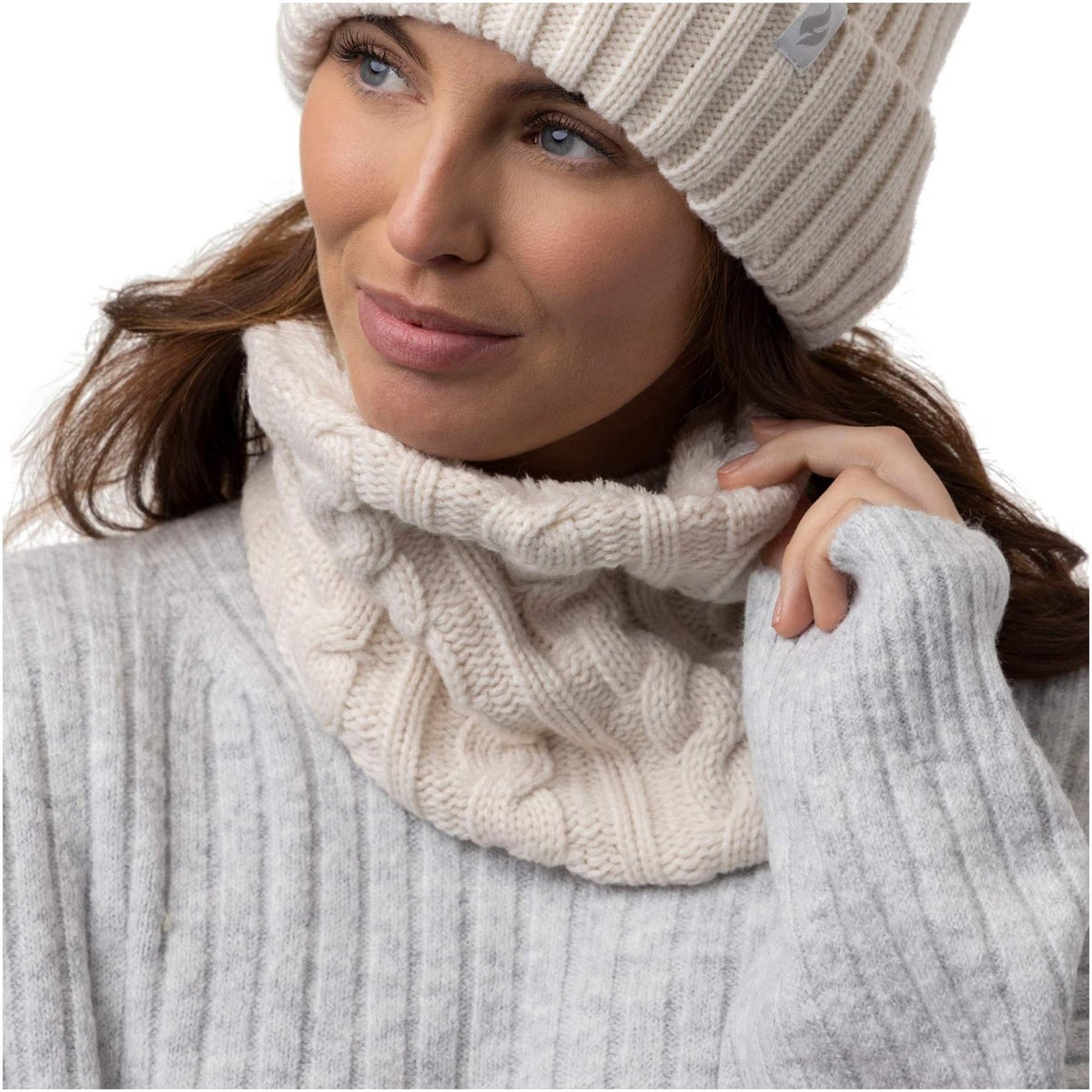 Heat Holders Thermo-Halswärmer mit Zopfmuster 1 Stück Beige