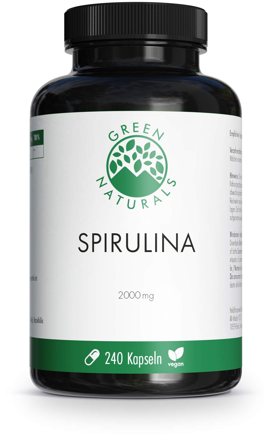 Green Naturals Spirulina 240 Kapseln 2000 mg vegan
