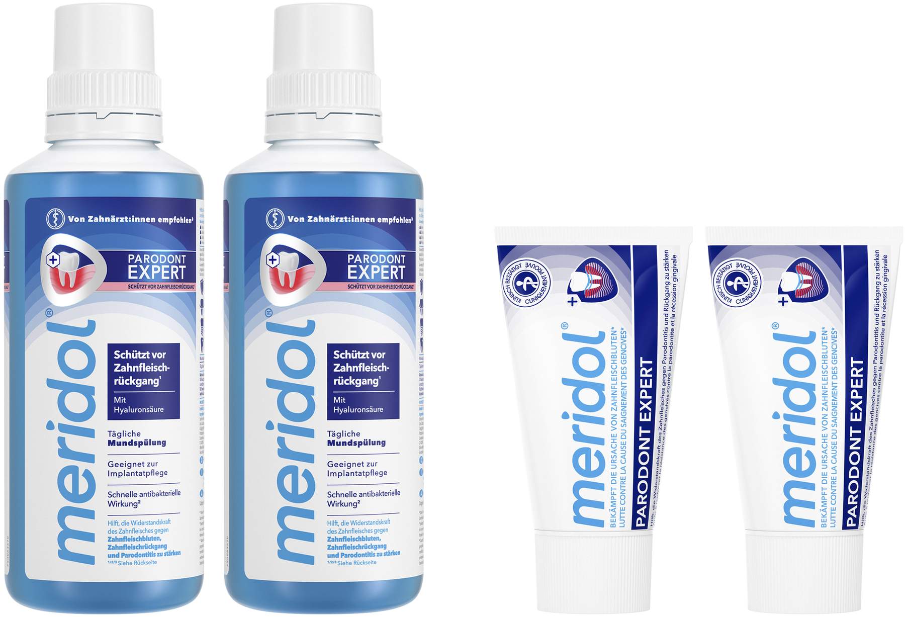 Meridol Parodont-Expert Mundspülung 2 x 400 ml + gratis Meridol Paradont Expert 2 x 20 ml