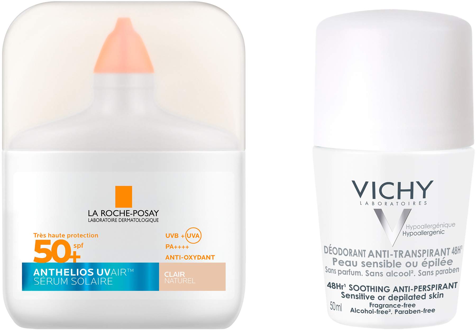 La Roche Posay Anthelios UV Air Serum LSF 50+ Getönt hell 50 ml + gratis Vichy Deo Roll-on Anti Flecken 48h 50 ml