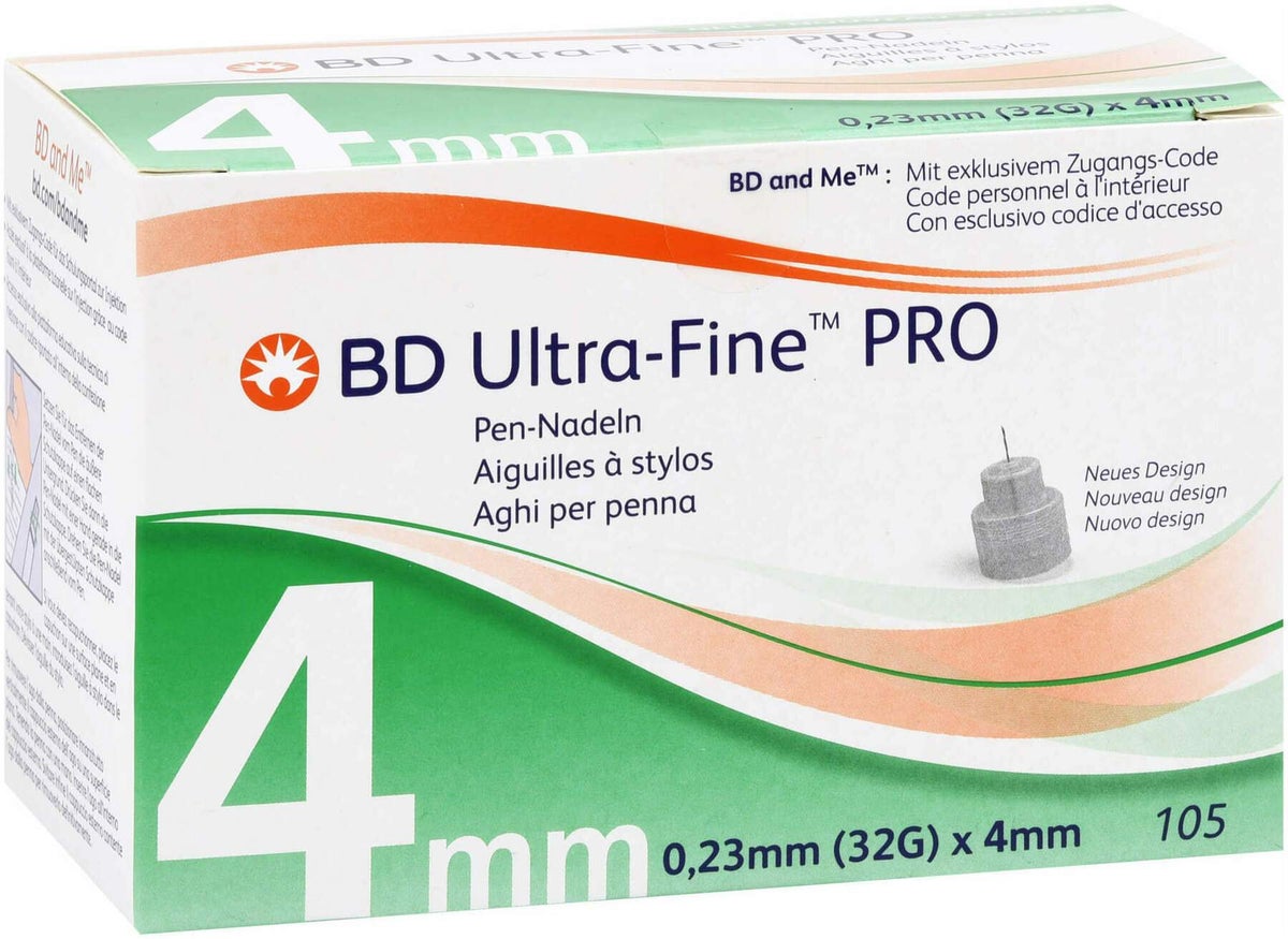 Bd Ultra-Fine Pro Pen-Nadeln 4 mm 32 G 0,23 mm 105 Stück