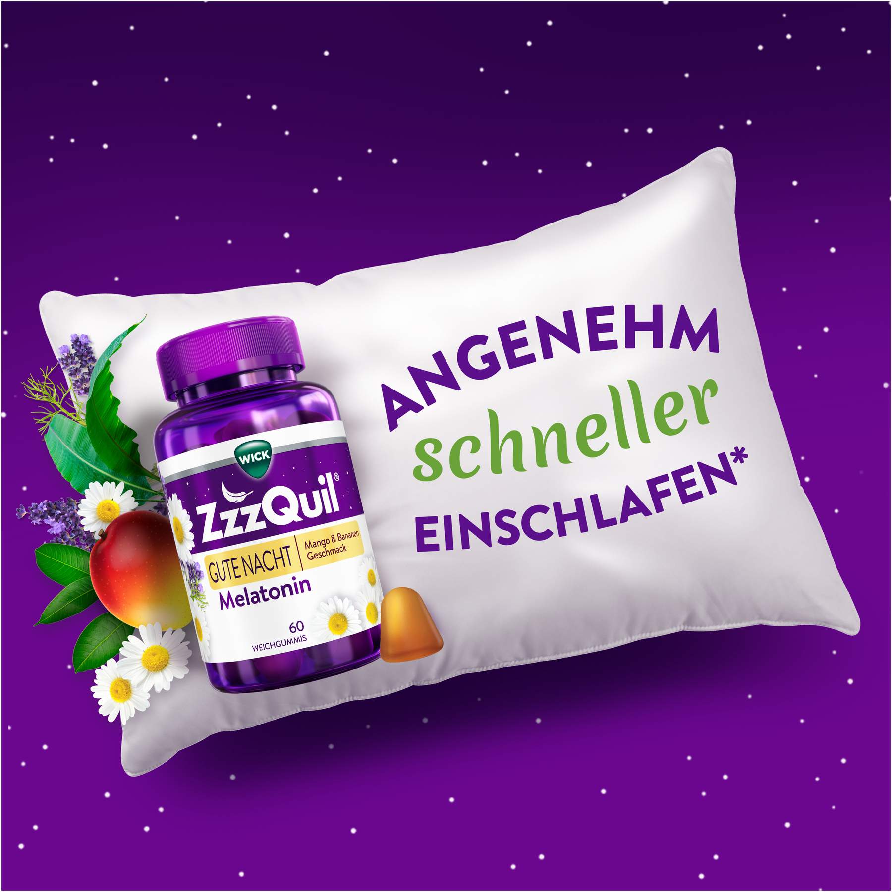 Wick ZzzQuil Gute Nacht Mango & Banane 60 Weichgummis