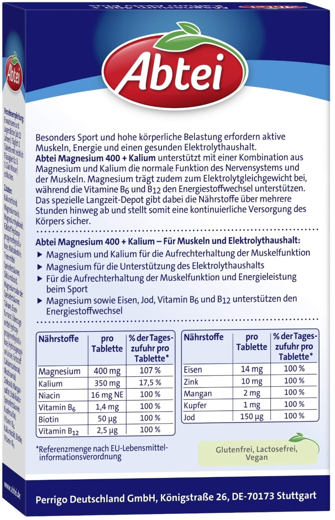 Abtei Magnesium 400+kalium 30 Tabletten