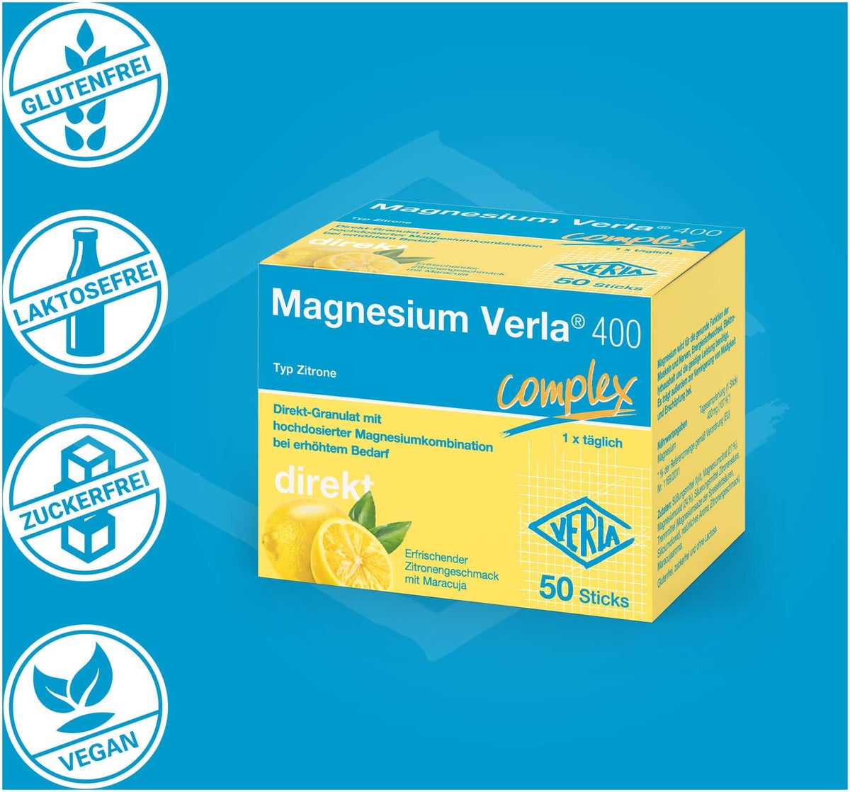 Magnesium Verla 400 Complex Direkt Granulat 50 Stück