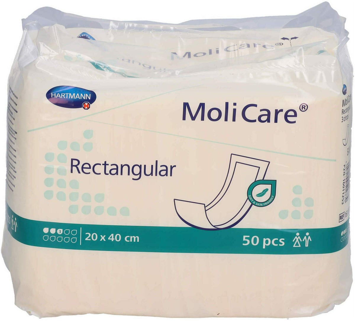 Molicare Rectangular 3 Tropfen 20 X 40 cm 50 Beutel