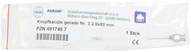 Knopfkanüle Gerade Nr.3 2,0x80 mm