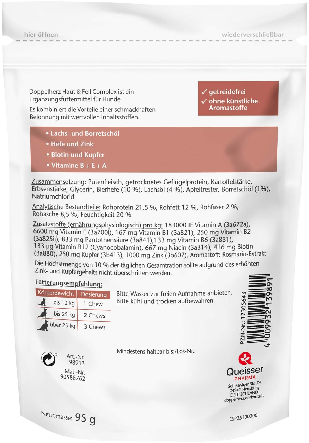 Doppelherz Haut & Fell Complex für Hunde 30 Chews