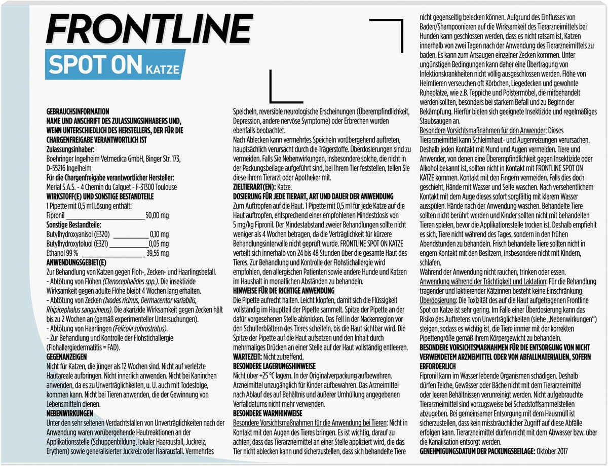Frontline Spot on Katze 6 Pipetten