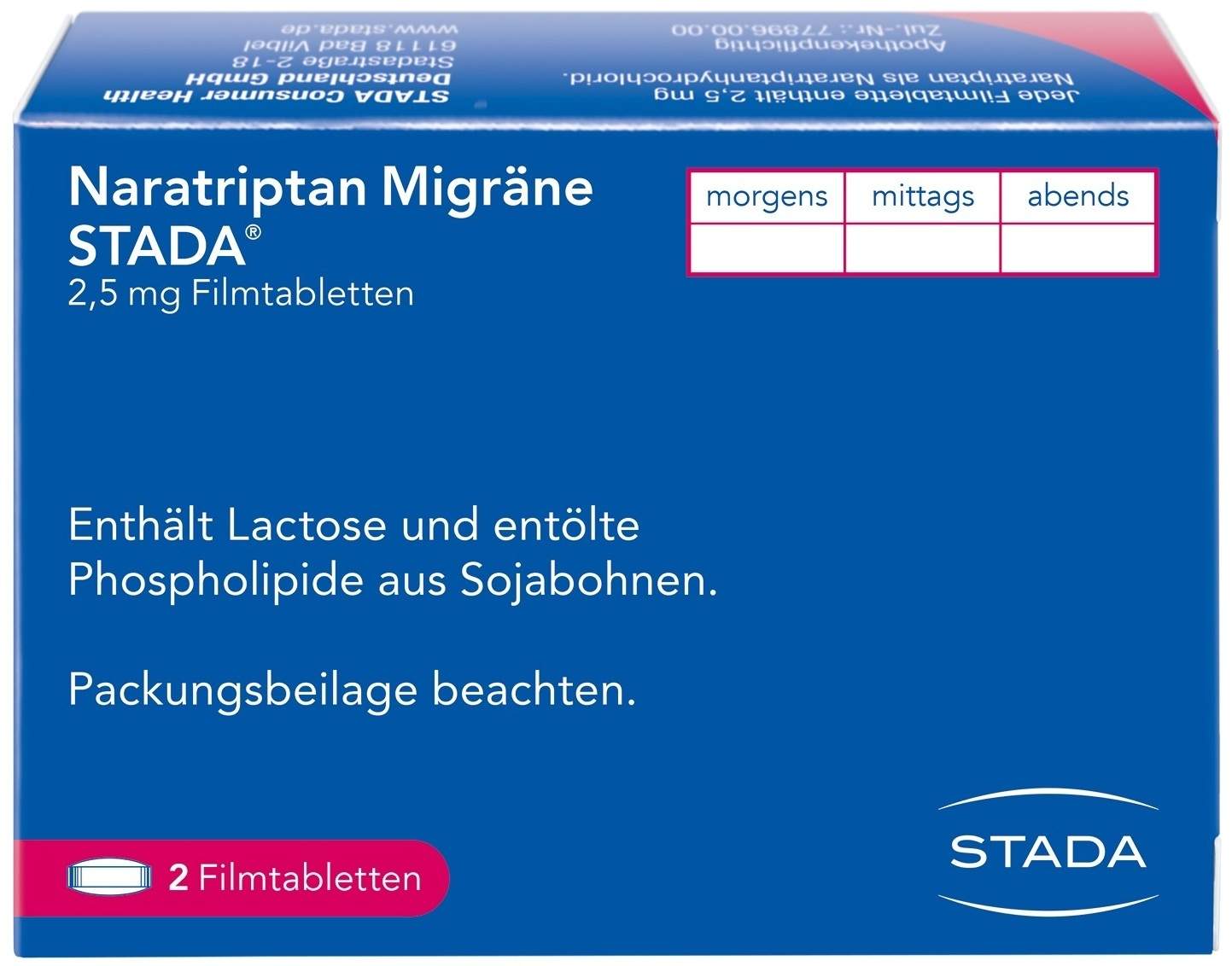 Naratriptan Migräne Stada 2,5 mg 2 Filmtabletten