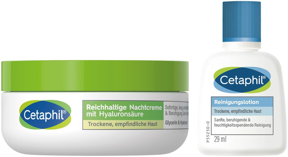 Cetaphil reichhaltige Nachtcreme mit Hyaluronsäure 48 g + gratis Reinigungslotion 29 g