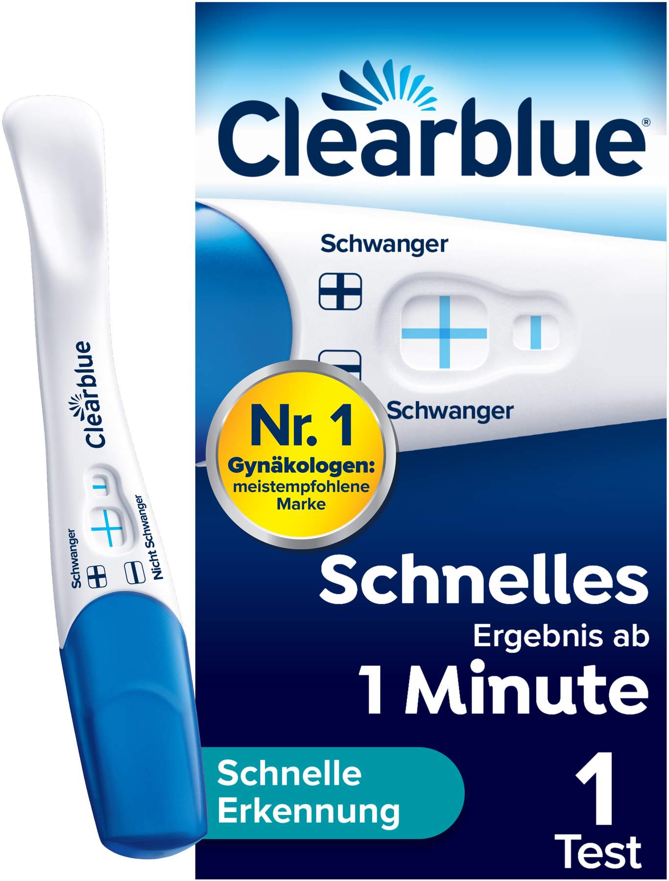 Clearblue Schwangerschaftstest schnelle Erkennung 1 Test