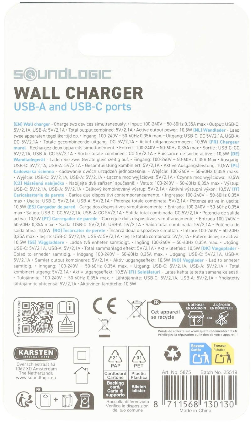Ladeadapter 10W mit USB A+C