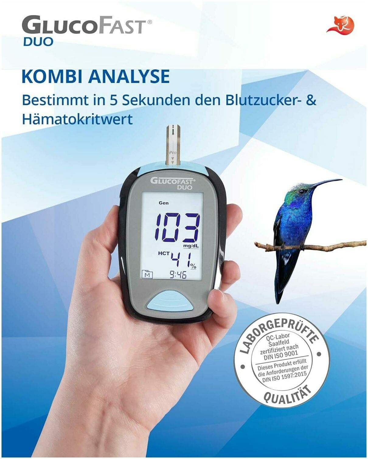 GLUCOFAST Duo Blutzucker-Messsystem mg je dl
