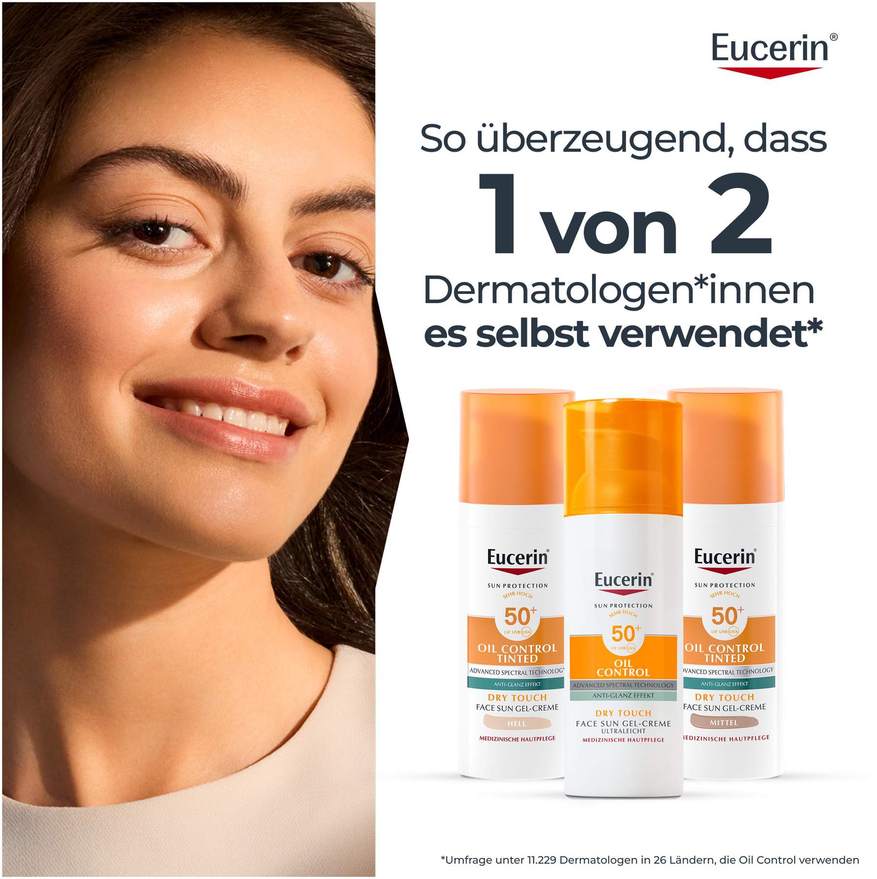 Eucerin Sun Oil Control Face Fluid Getönt (Hell) LSF 50  50 ml