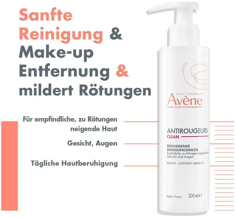 Avene Antirougeurs Clean beruhigende Reinigungsmilch 200 ml