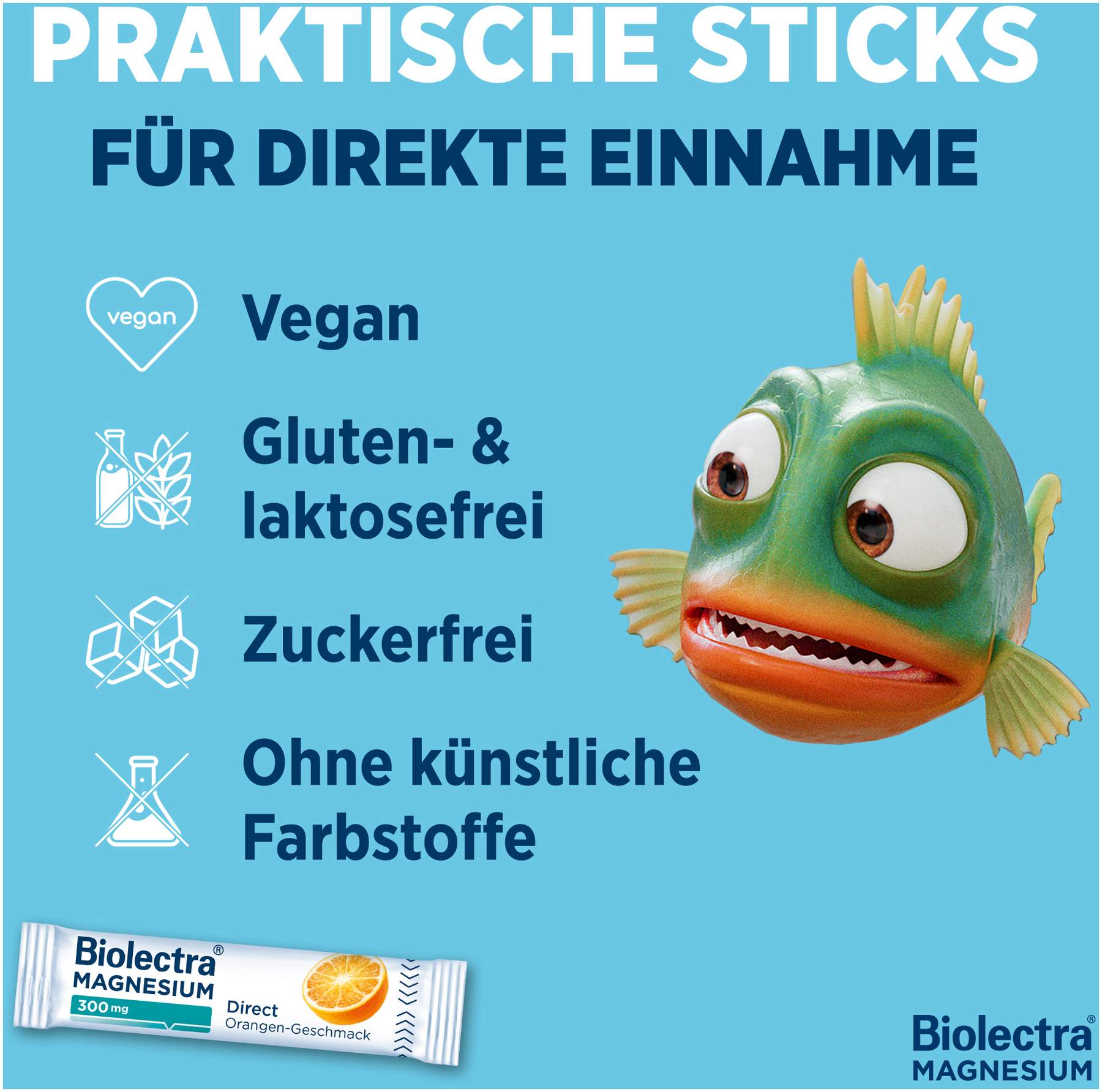 Biolectra Magnesium 300 mg Direct Orangengeschmack 60 Pellet