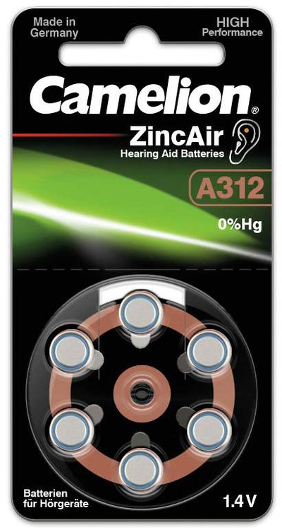 Hörgeräte Batterie Zincair A312 Camelion
