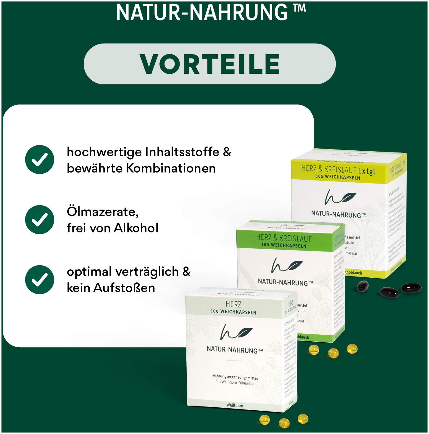 Natur-Nahrung Herz Weißdorn Weichkapseln