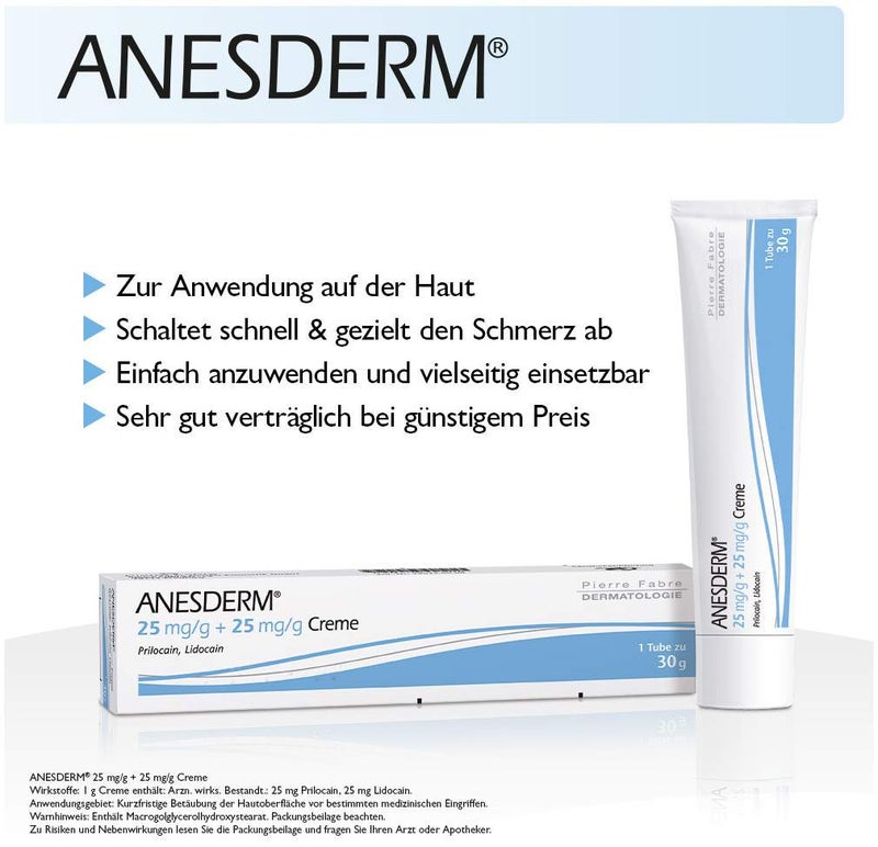 Anesderm 25 mg Pro G + 25 mg Pro G 5g Creme + 2 Pflaster