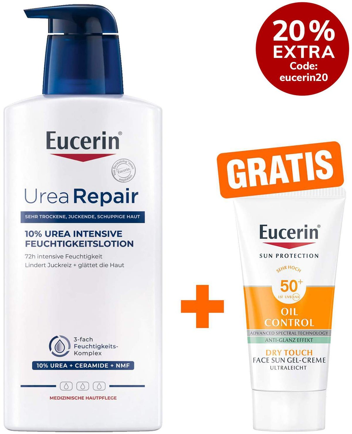 Eucerin UreaRepair Plus Lotion 10% 400 ml + gratis Eucerin Sun Gel-Creme Oil Control 20 ml