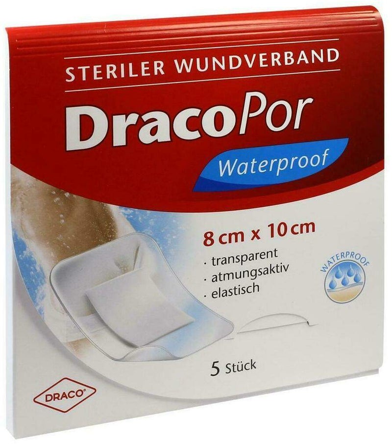 Dracopor Waterproof Wundverband Steril 8 X 10 cm 5 Verbände