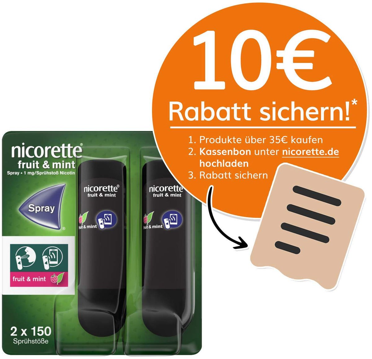 Nicorette Fruit & Mint Spray 1 mg 2 Stück