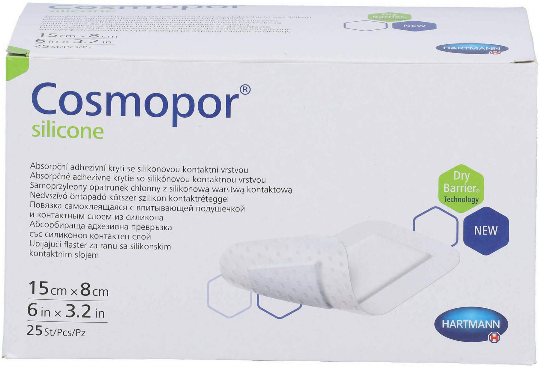 Cosmopor Silicone Wundverband 15 X 8 cm 25 Stk.