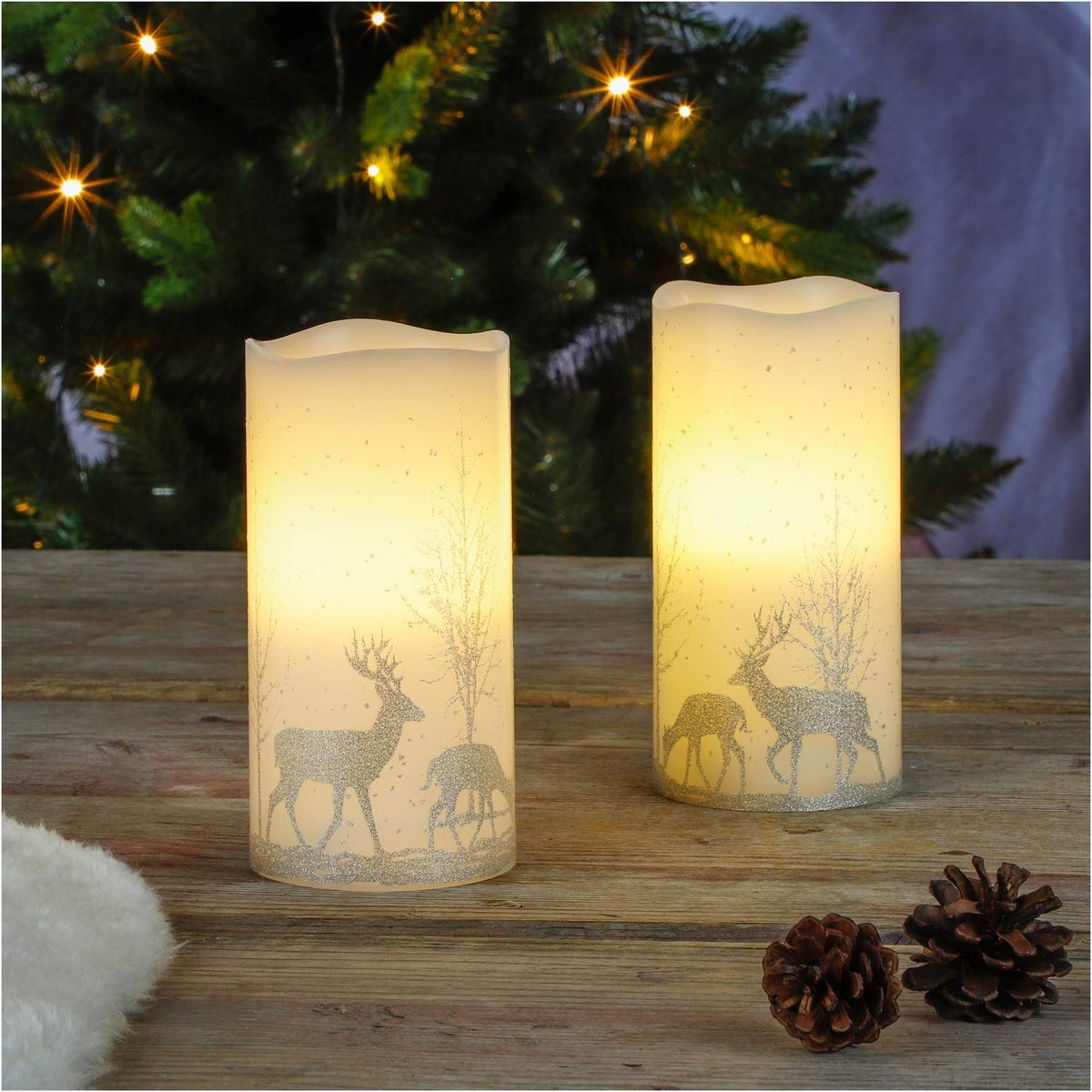 LED-Wachskerze mit Aufdruck 2er-Set