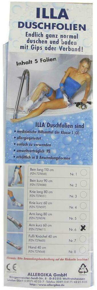 Duschfolien Arm Kurz 60 cm 5 Stück
