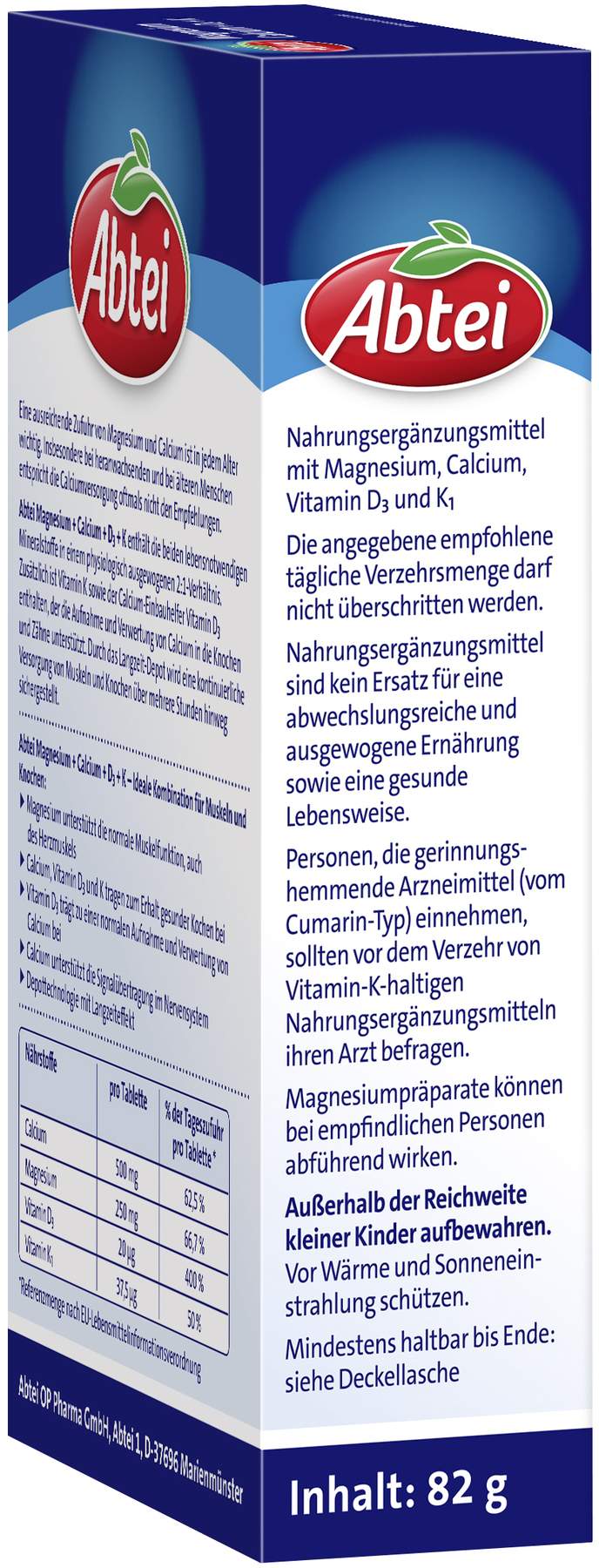 Abtei Magnesium Calcium + D3 + K 42 Tabletten