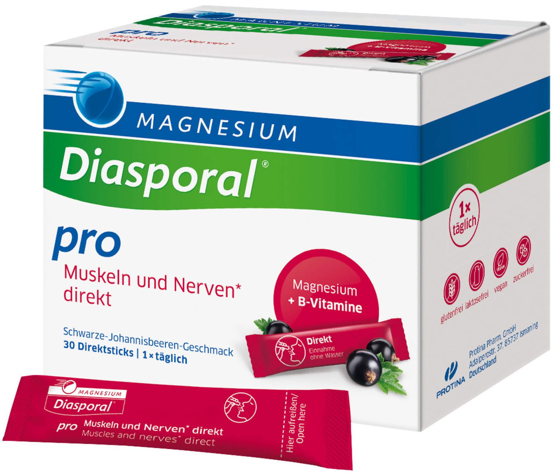 Magnesium Diasporal Pro Muskeln und Nerven direkt Direktgranulat 30 Sticks