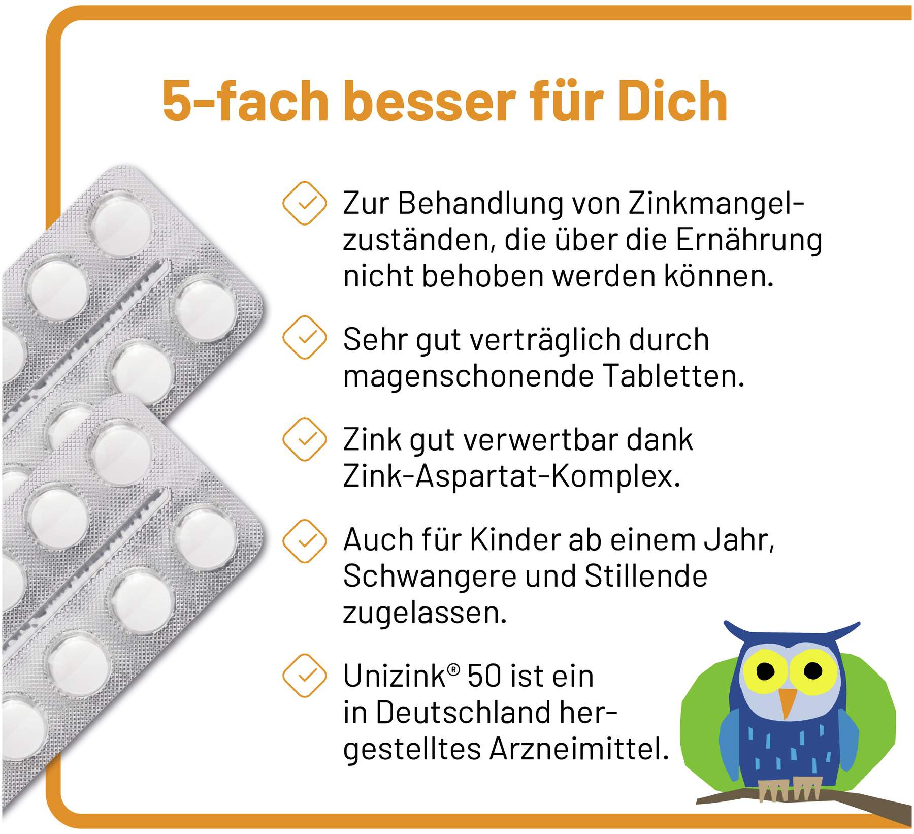 Unizink 50 magensaftresistente Tabletten 50 Stück