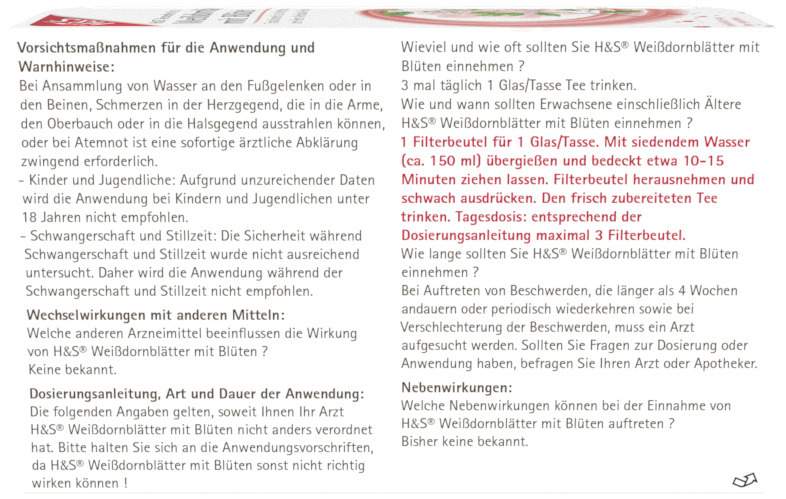 H&S Weißdornblätter Mit Blüten 20 Filterbeutel