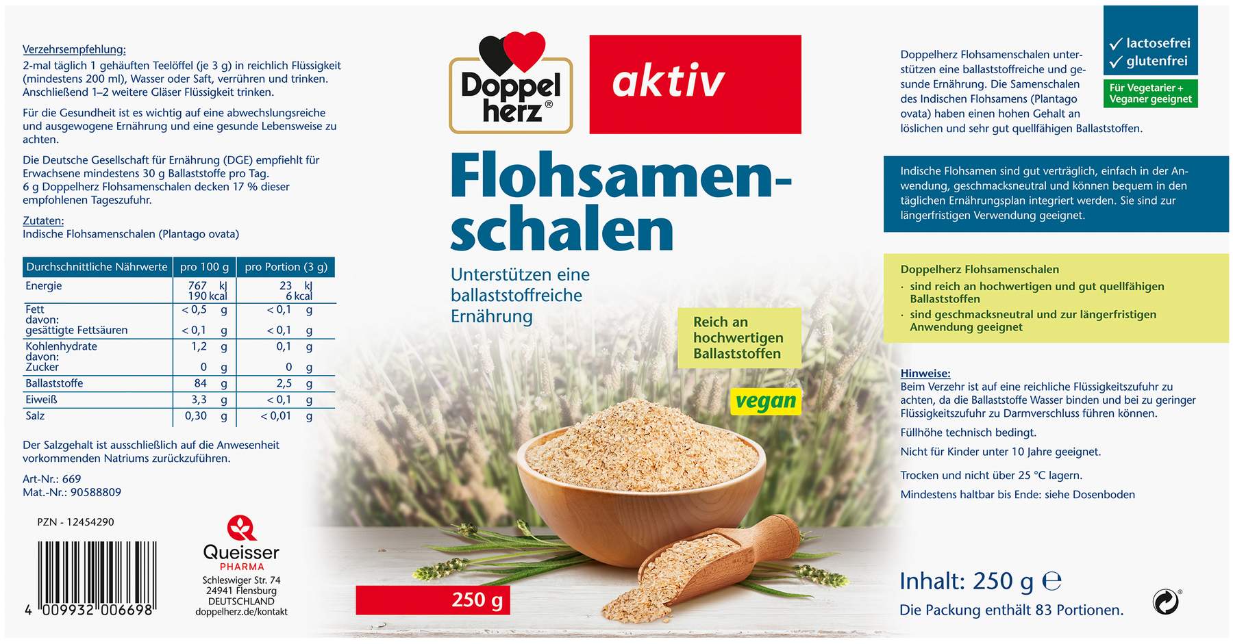 Doppelherz Aktiv Flohsamenschalen 250 G