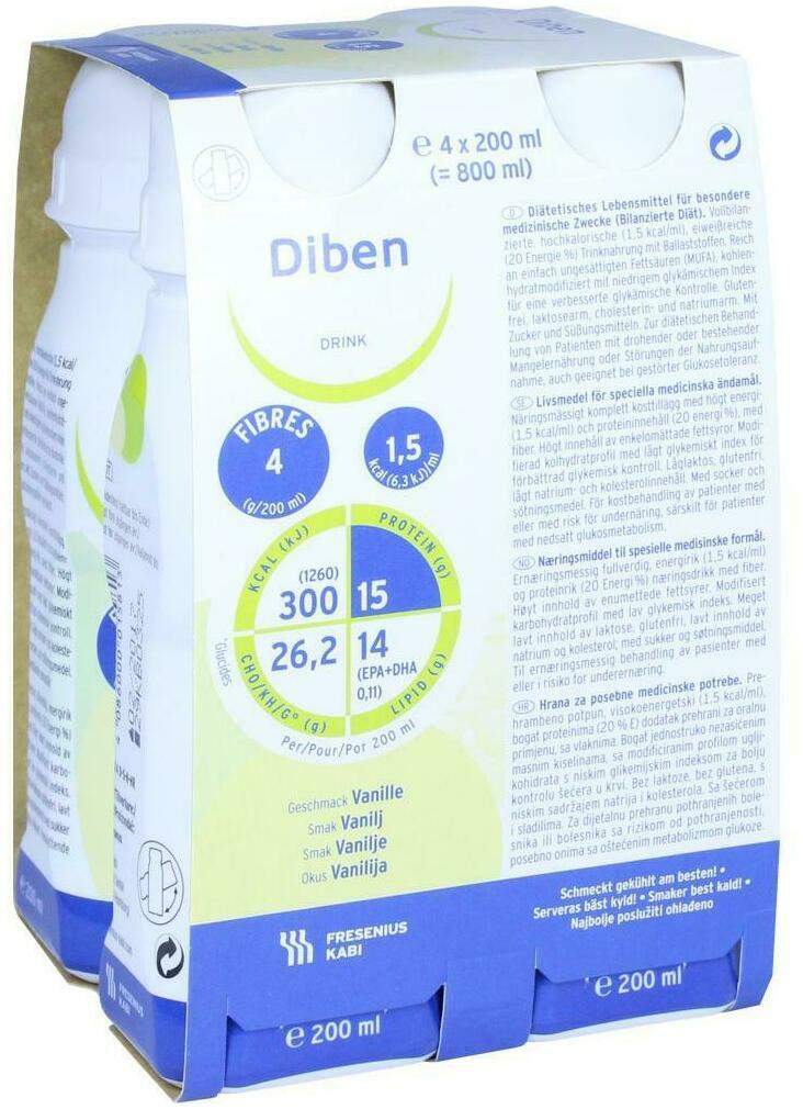 Diben Drink Vanille 1,5 Kcal Pro ml 4x200 ml Flüssigkeit