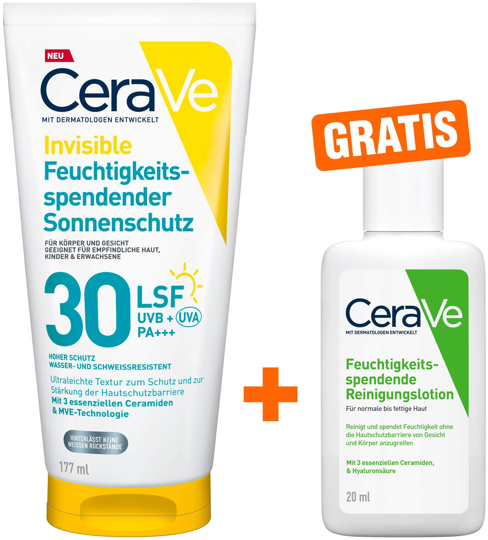 CeraVe Feuchtigkeitsspendender Sonnenschutz LSF 30 177 ml + gratis CeraVe Feuchtigkeitsspendende Reinigungslotion 20 ml