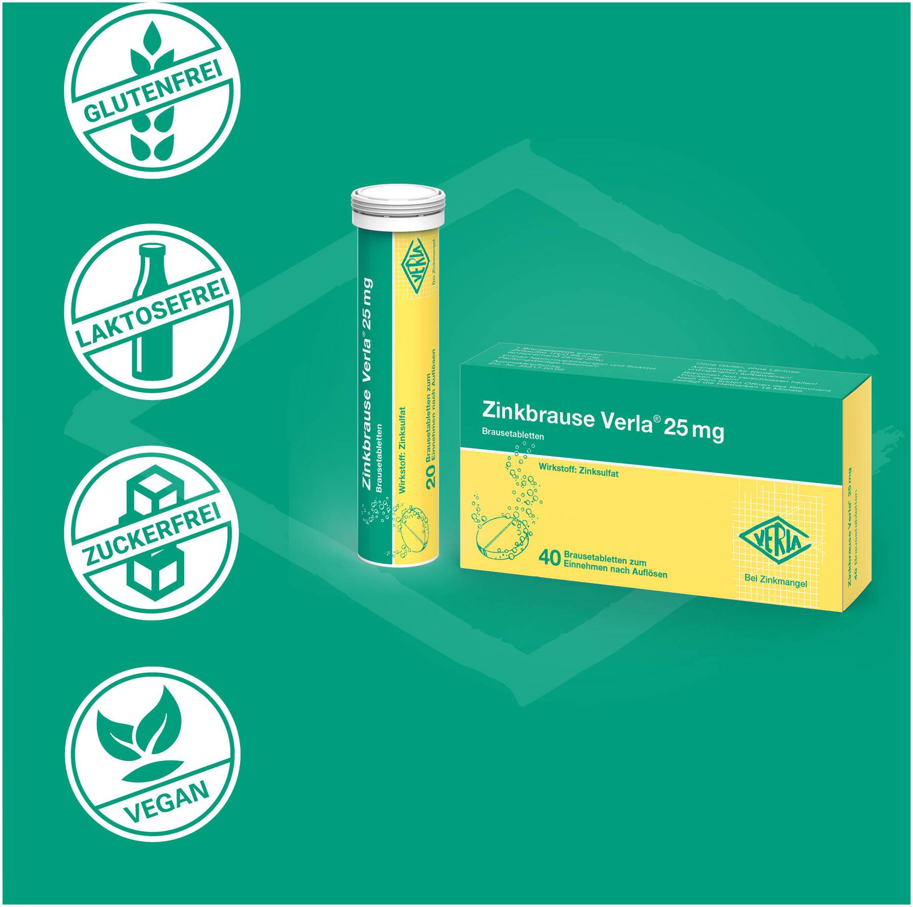 Zinkbrause Verla 25 mg 40 Brausetabletten