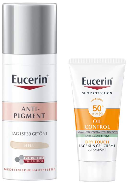 Eucerin Anti-Pigment Tagespflege getönt hell 50 ml Creme + gratis Sun Gel-Creme Oil Control 20 ml