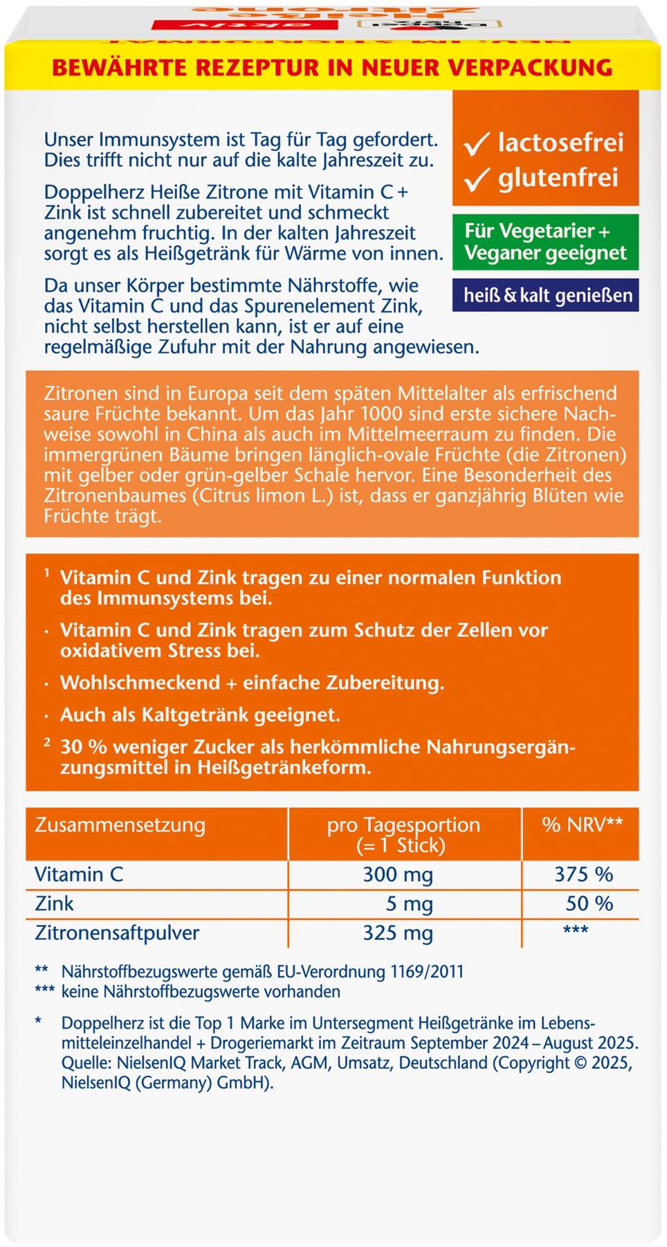 Doppelherz aktiv Heiße Zitrone Vitamin C + Zink Granulat 10 Stück