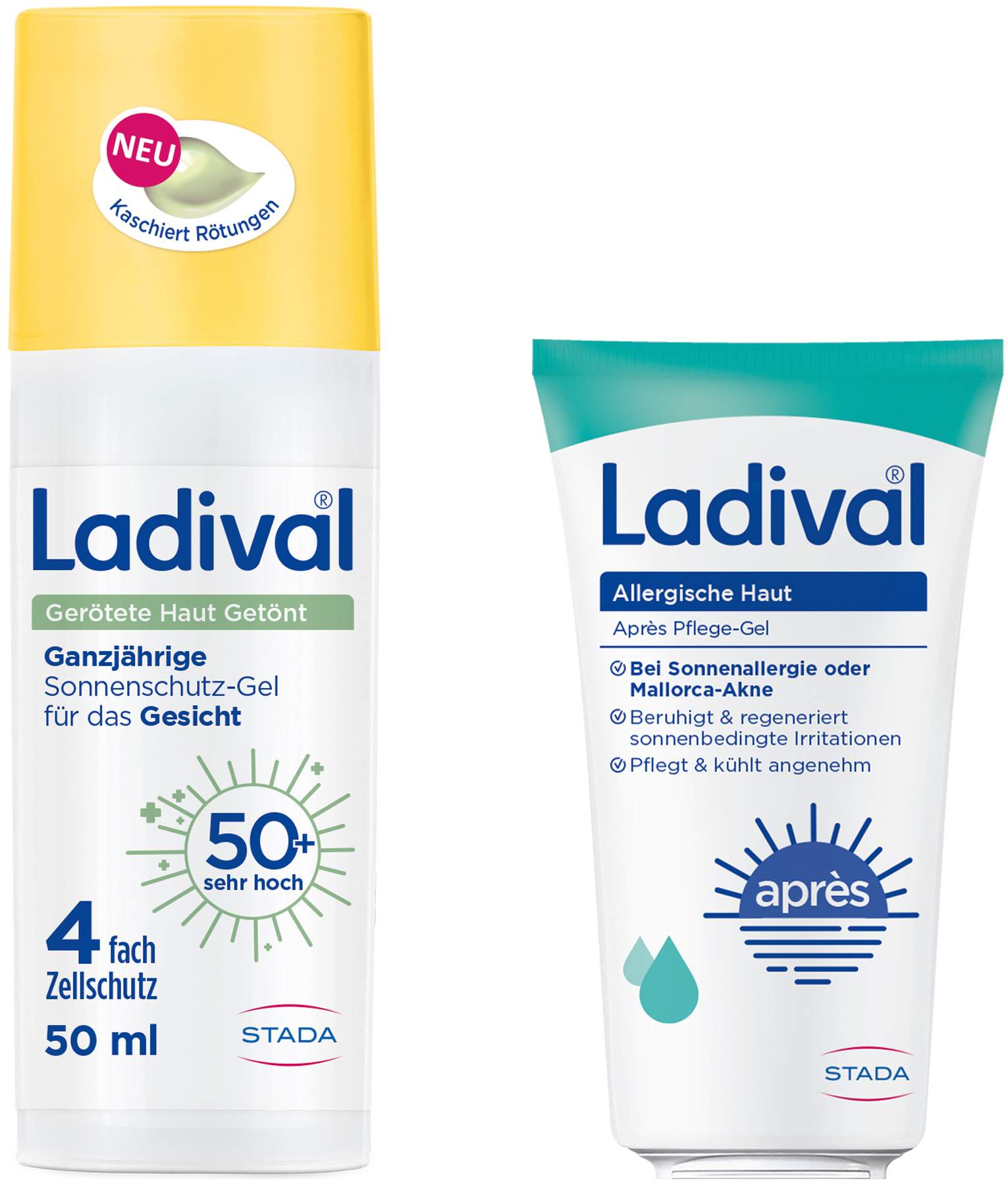 Ladival Gerötete Haut Sonnenschutz-Gel getönt LSF 50+ 50 ml + gratis Ladival allergische Haut Apres Pflege-Gel 50 ml