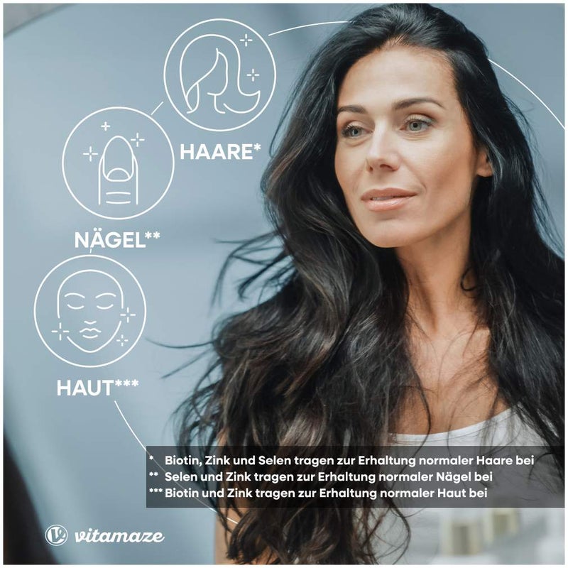 Biotin 10 mg Hochdosiert + Zink + Selen 365 Tabletten