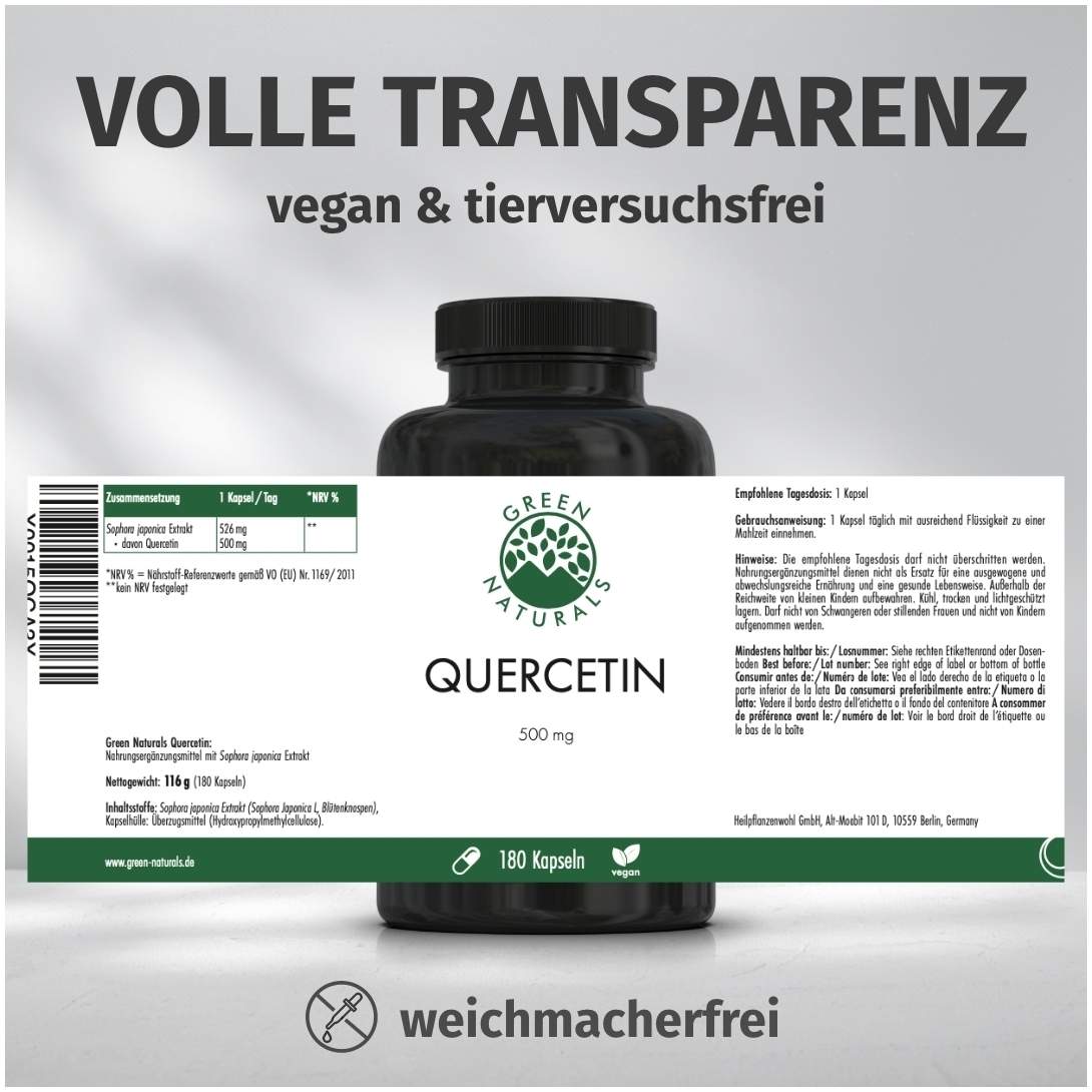 Green Naturals Quercetin 500 mg 180 Kapseln