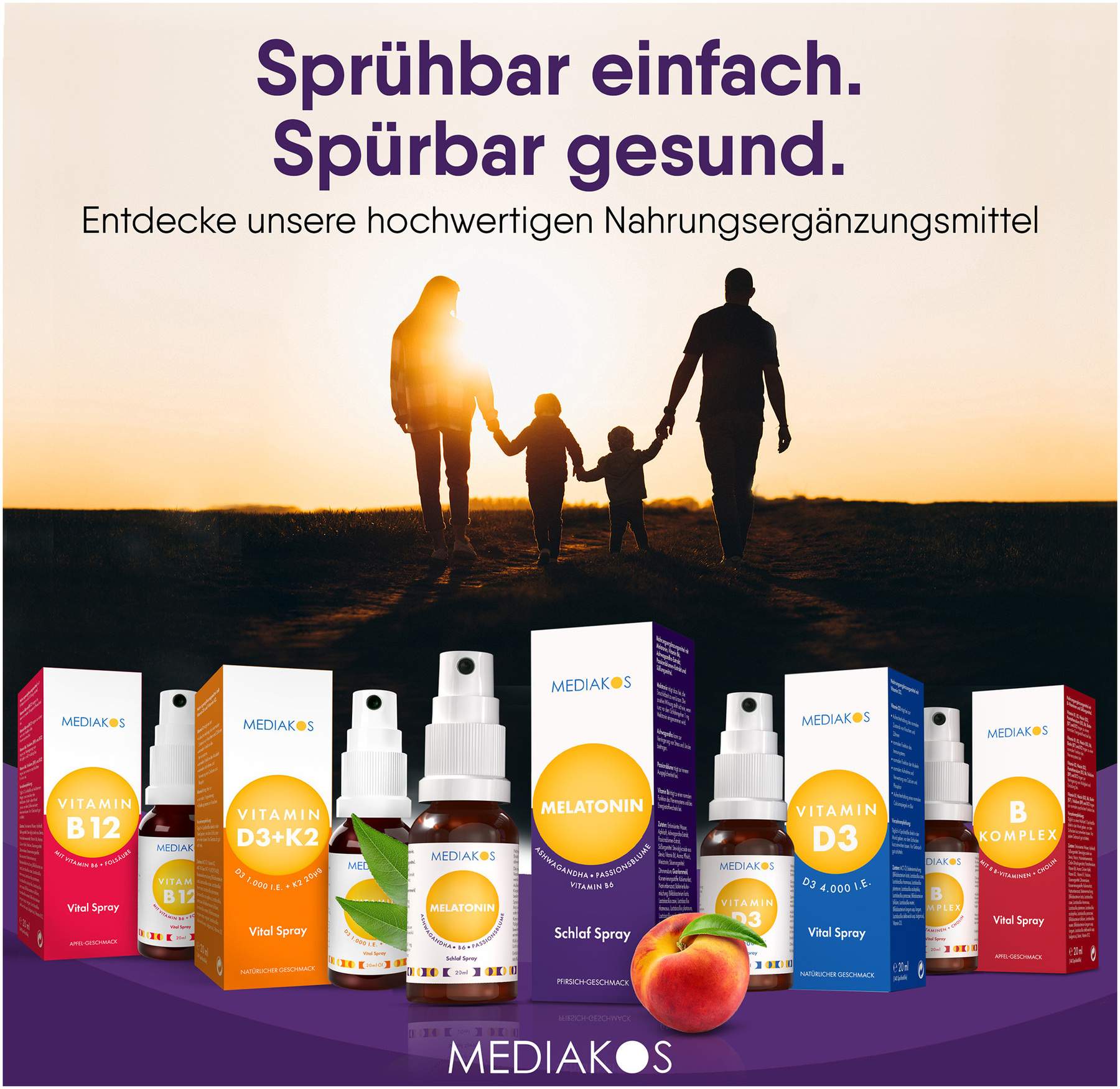 Melatonin Ashwagandha Mediakos Schlaf Spray Vegan 20ml