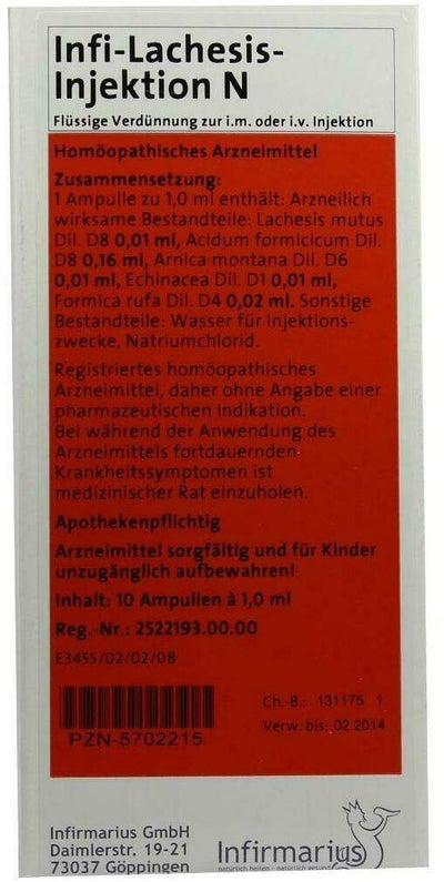 Infi Lachesis Injektion N 10 X 1 ml Ampullen
