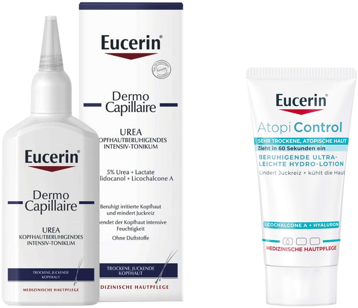 Eucerin Dermo Capillaire kopfhaut- beruhigend. Tonikum 100 ml + gratis AtopiControl Hydro-Lotion 20 ml