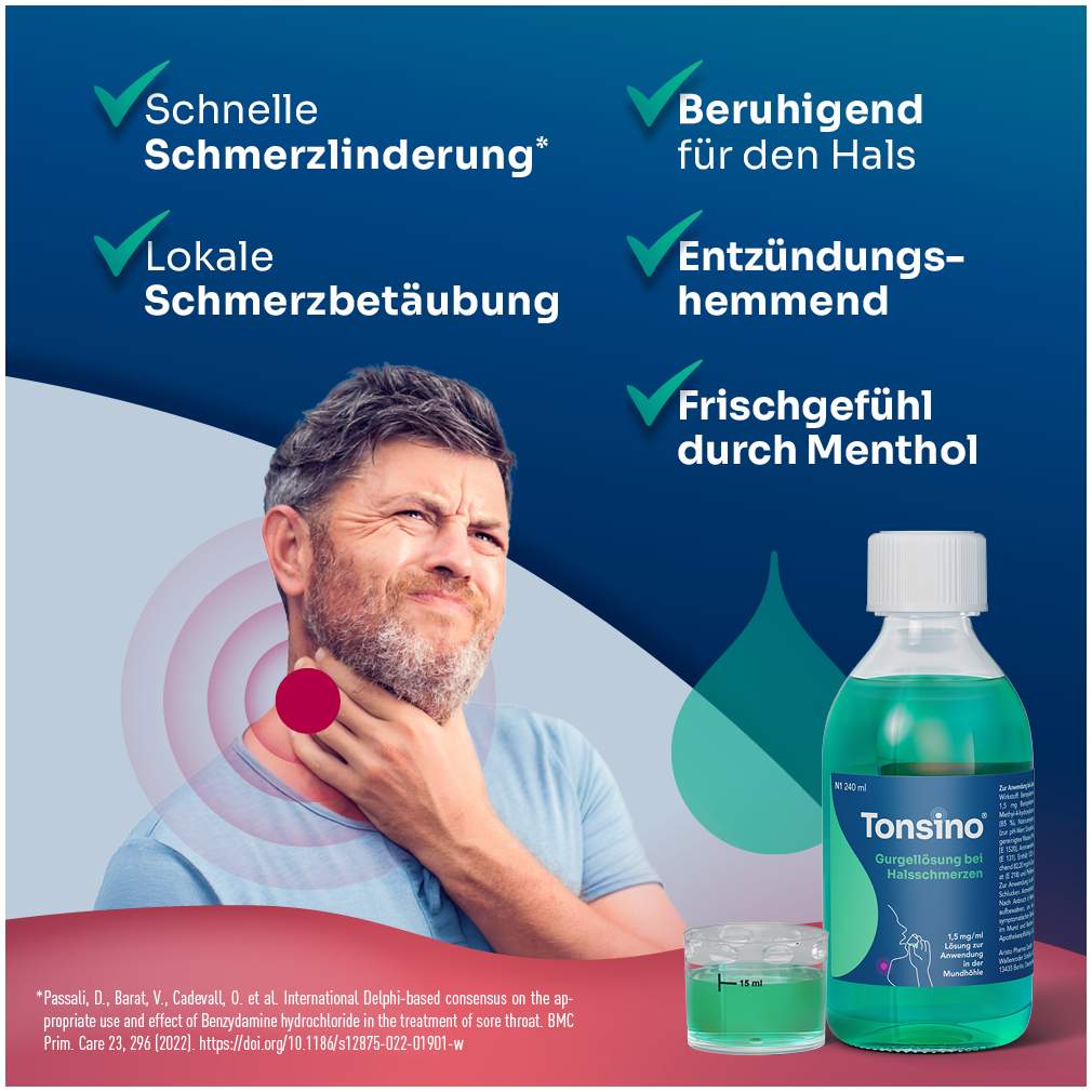 Tonsino Gurgellösung bei Halsschmerzen 240 ml