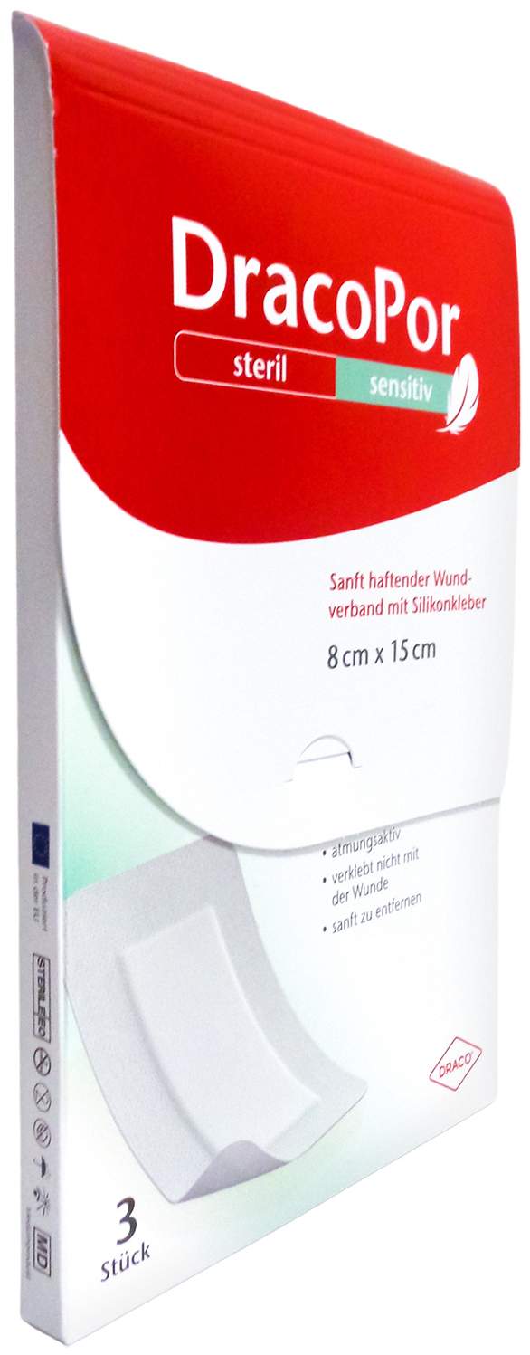 Dracopor Sensitiv 8x15 cm Steril M.Silikonkleber