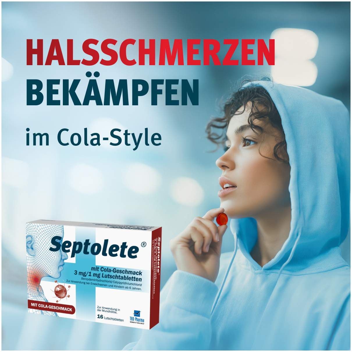 Septolete mit Cola Geschmack 3mg + 1mg  16 Lutschtabletten