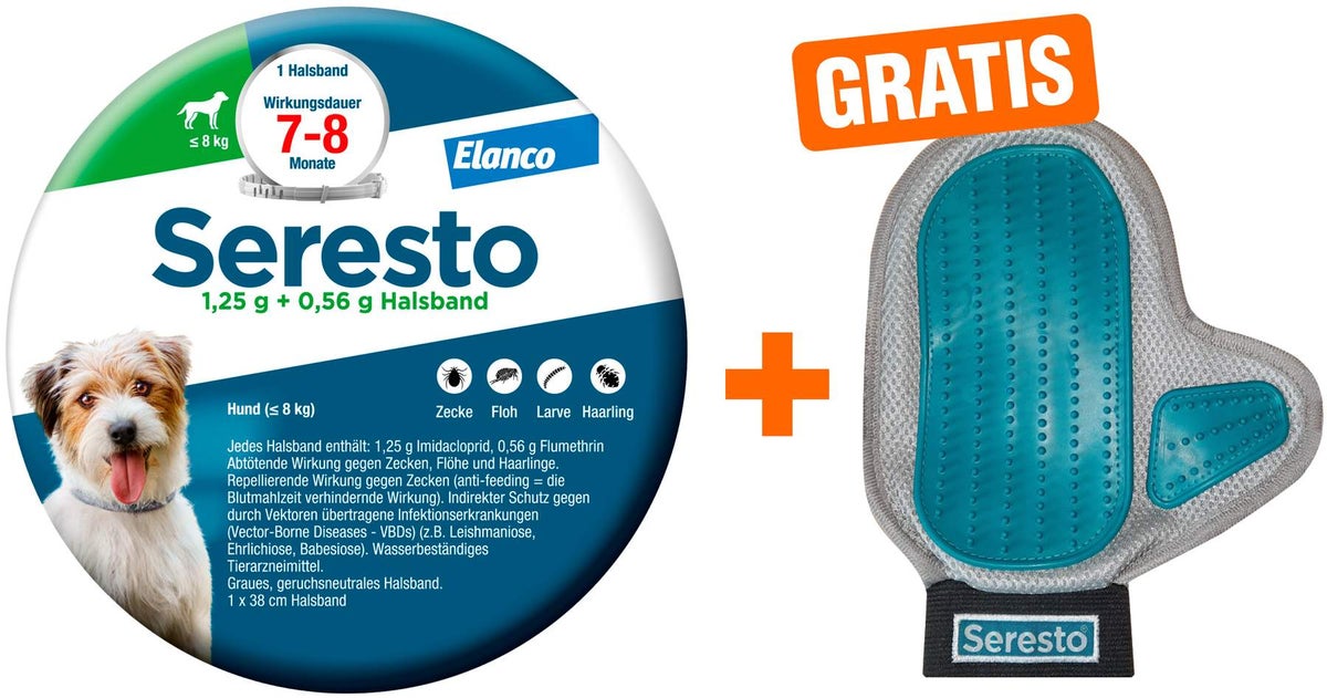 Seresto Halsband für kleine Hunde 2 x 1 Stück + gratis Pflegehandschuh 1 Stück